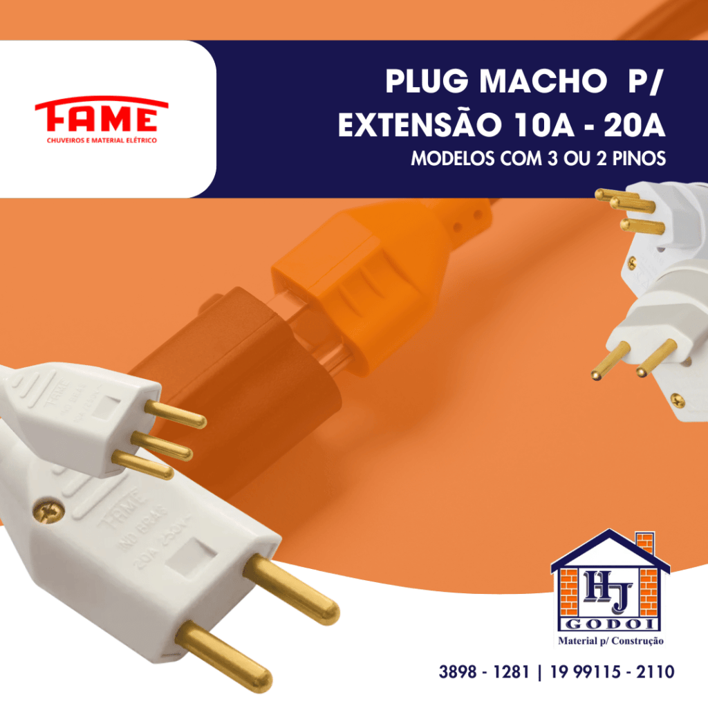Plug Macho Fame 10A e 20A Plug Macho Fame 10A e 20A